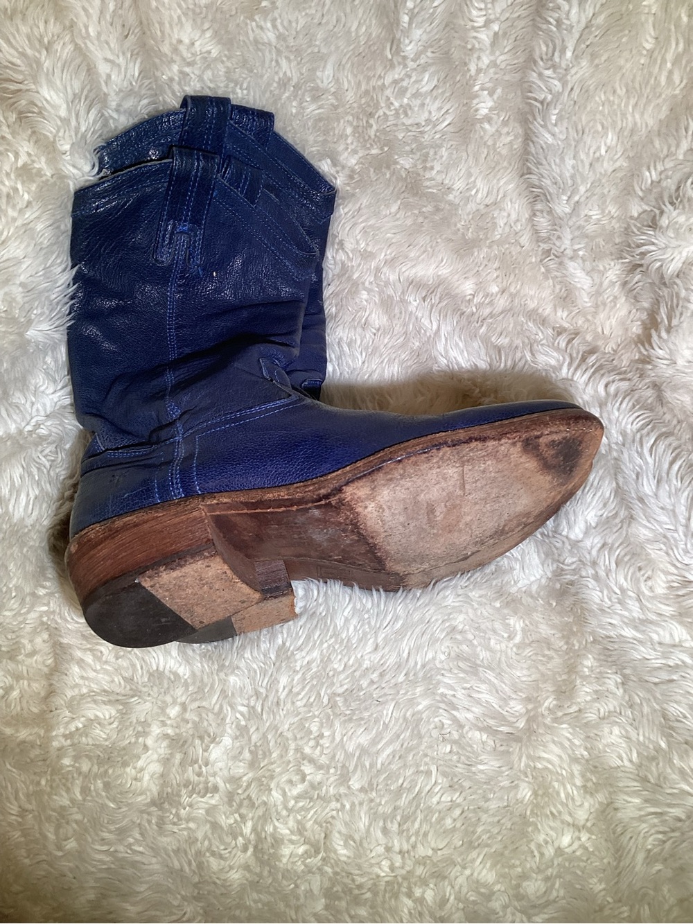 Frye women’s Navy blue Leather Western Boots size 9 - Picture 4 of 7